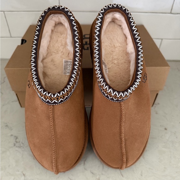 UGG Shoes - UGG Chestnut Suede Fleece-Lined Slip-On Mules
